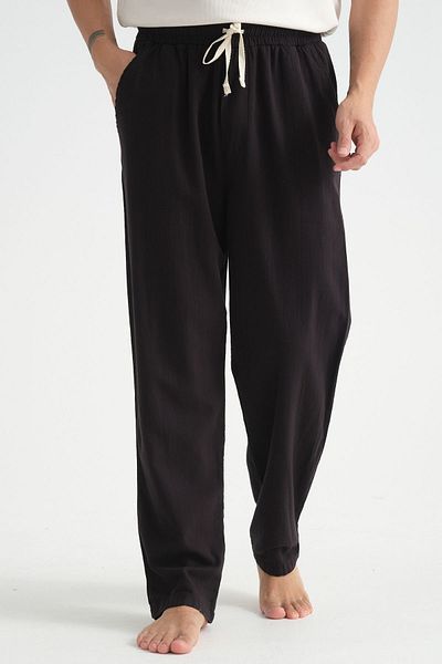 Redline Luxe Men's Linen Blend - بنطال فضفاض مريح، واسع الساق للموسم الجديد