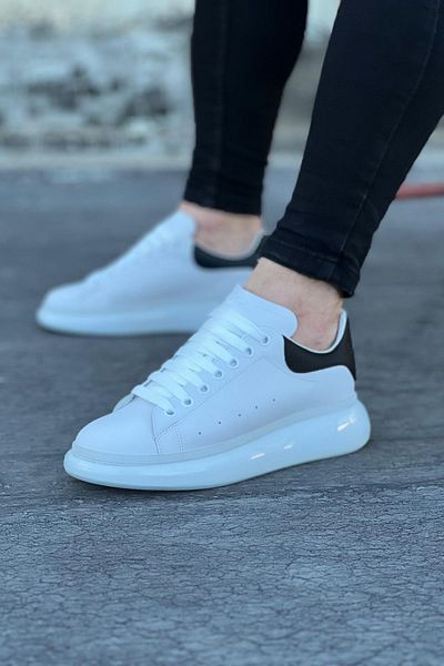 BZ Moda B095 Ανδρικά αθλητικά παπούτσια - Ορθοπεδική σόλα, παπούτσια casual με κορδόνια, BT Λευκό/Μαύρο