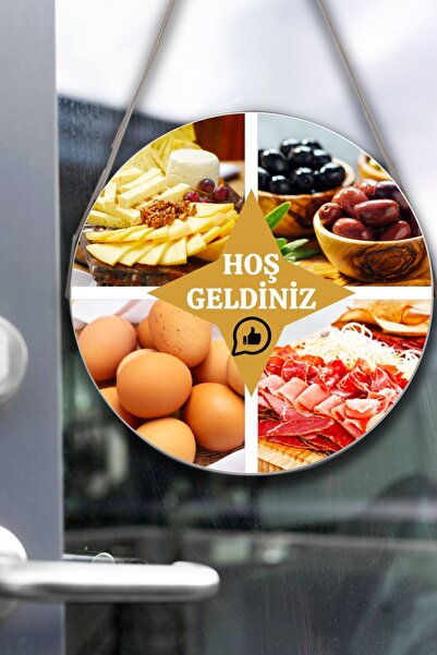 Nod Şarküteri Market Kapı Duvar Pano Karşılama Tabelası, Kahvaltı, Mandıra Dükkan Karşılama Süs Tablosu