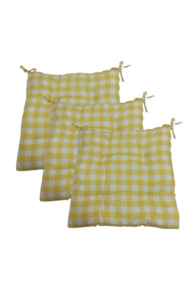 GÜLLÜCE HOME 3'li Pötikare-slikon Elyaf Dolgulu-yıkanabilir-sandalye Minderi-...