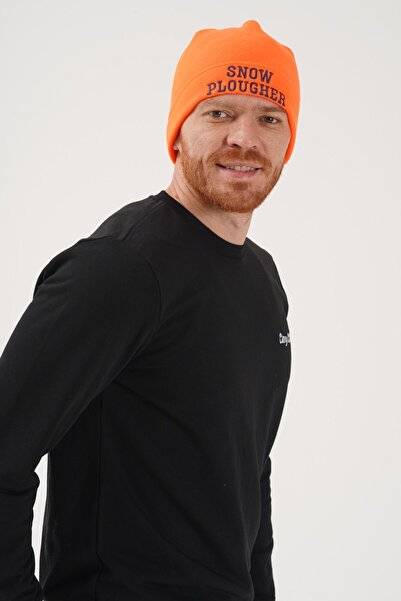 Cosy Club Shop Men's Neon Orange - Warm Fleece Beret with Slogan