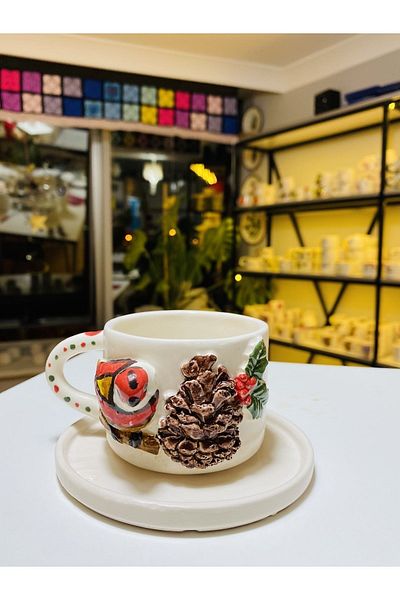 Banuart New Year's Gift Bird Cocina Cone Handmade Ceramic Coffee Cup