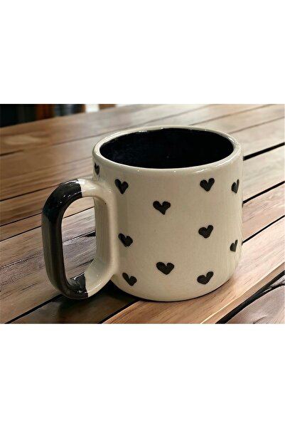 SeraCEY Hand Embroidered Ceramic Lover with Special Embossed Heart 2-Piece Mug