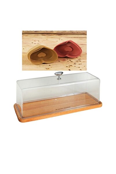 Bahat قالب كيك خشبي مستطيل مكون من 3 قطع مع هدية