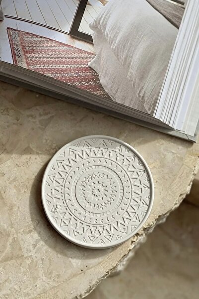 LİNECRAFT Dekoratif Beton Bardak Altlığı 2’li | Beyaz Renk