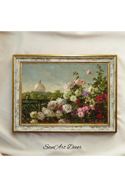 Sanart Pictură vintage cu cadru, pictură în ulei, pictură înrămată, decor art...