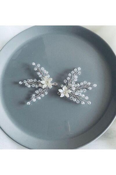 ASİMEL TASARIM 2 Adet Saç Aksesuarı Gelin Tacı Düğün Kına Nikah Mezuniyet