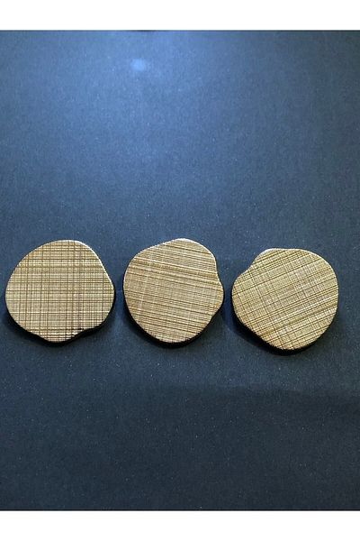 aensia Gold Gold Striped Curved Large Circle Button Metal Button 48 Size Button - Pack of 3