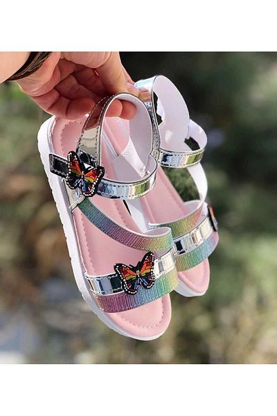 Pandalina Παιδικά πέδιλα velcro πεταλούδα αντιολισθητική εξωτερική σόλα καλοκαιρινά παιδικά παπούτσια