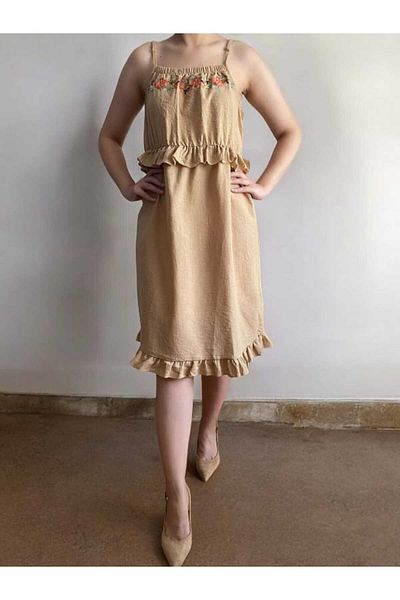 BEBE PLUS Embroidered Ruffle Dress
