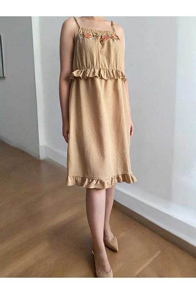 BEBE PLUS Embroidered Ruffle Dress