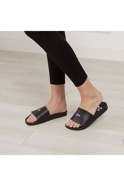 OFF WHITE Off Stamp Slider Schwarz Weiß