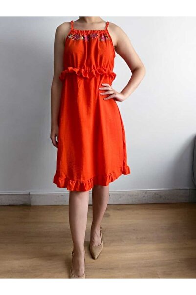 BEBE PLUS Nakışlı Fırfırlı Elbise