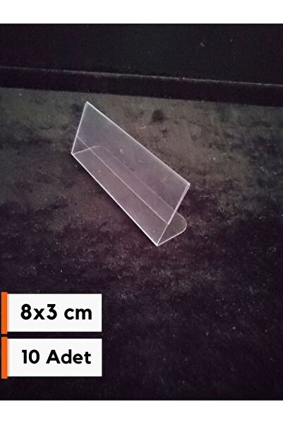 Şeffaf Etiket 10 Adet Şeffaf Etiketlik PVC Stand isimlik 8x3 cm Kartvizitlik ...