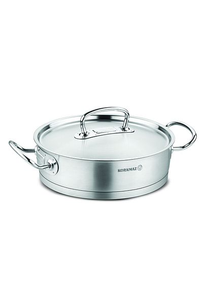 KORKMAZ Stainless Steell Proline Low Pot, 24 cm