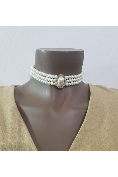 TONTİŞLER BEBEK VE ÇOCUK GİYİM 2025 Model Choker Gold Gold Choker with Pearls - for Wedding and Special Occasion