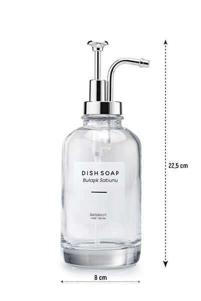 La Casa Art 500 ml Tezgah Üstü Cam Sıvı Sabunluk Mutfak (6 ADET ETİKET) Lcats20121