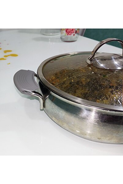 SG DESIGN Silikon Tencere Tava Tutacağı Yanmaz Yapışmaz Tutamaç Set 9 X 4 Cm Gri ( 1 Set 2 Adetten Oluşur )