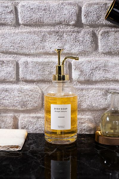 La Casa Art 500 ml кухненски стъклен дозатор за течен сапун за плот (6 БР. ЕТИКЕТ) Lcats20121