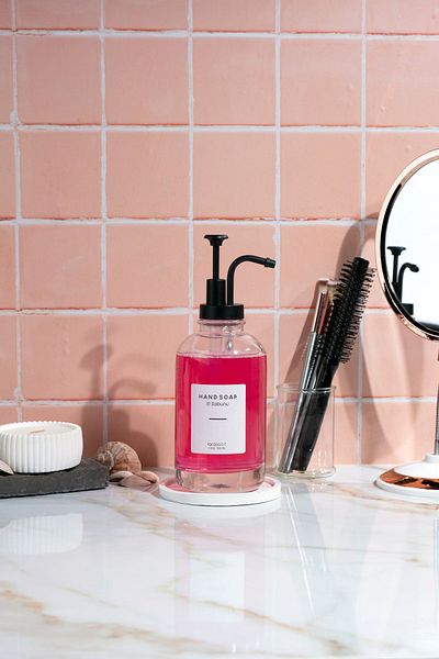 La Casa Art 500 ml стъклен дозатор за течен сапун за плот за баня (6 БР. ЕТИКЕТ)