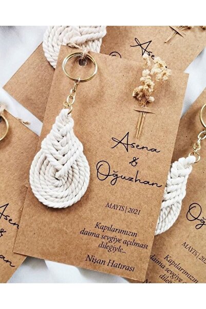 Larmina Decoration سلسلة مفاتيح مكرامية قطرة الماء 10 قطع تذكارية لوعد الخطوبة والزفاف