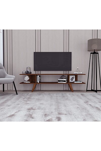 Ankara Mobilya Eko Ceviz Ahşap Ayaklı 160 Cm Tv Sehpası