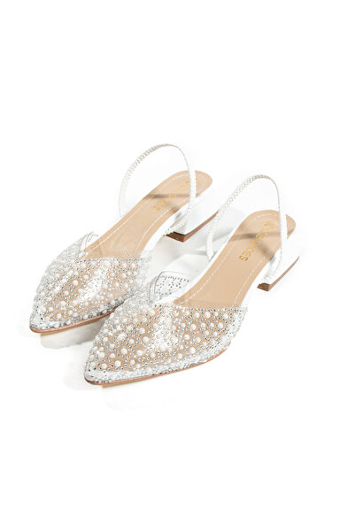 Gökçe Shoes Marian Beyaz İnci Detay Şeffaf kadın Babet