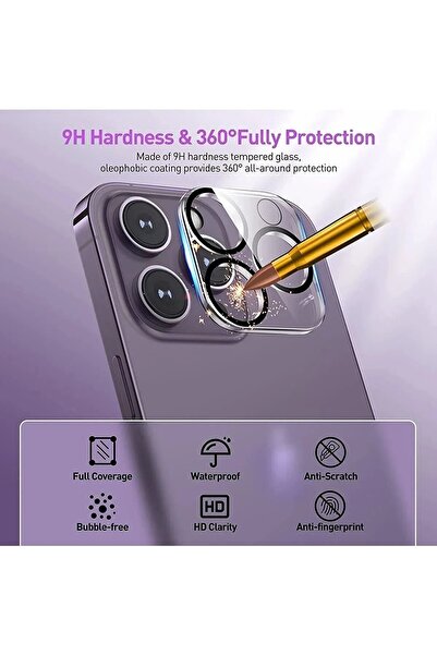 Noppax İphone 14 Pro Max & Iphone 14 ProUyumlu  Kamera Koruyucu 9 Kat Kamera ...