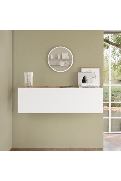 L'occi Concept Meela 100 cm Kapaklı Aynalı Dresuar Antre Hol  Çam-Beyaz MA12-AW