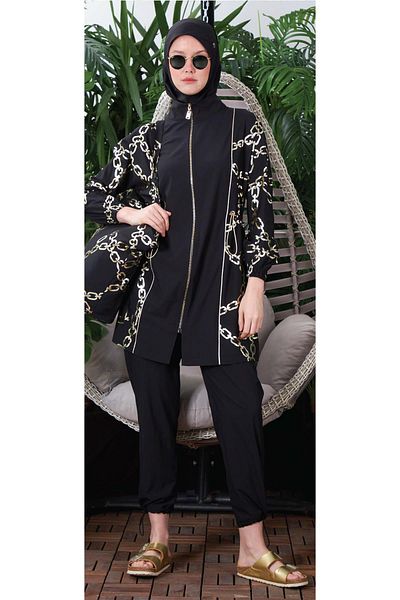 Moodbasic Sw36.267 Moodbasic Gold Chain Turtleneck Swimsuit