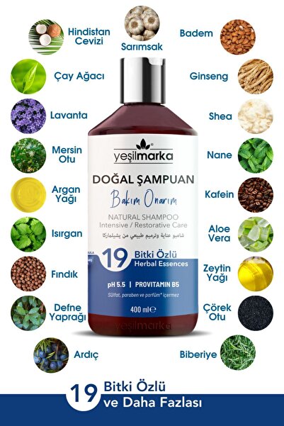 yeşilmarka Doğal Bakım Onarım Şampuanı- , Kaşıntı Ve Problemli Saç Için Organik- Vegan Şampuan