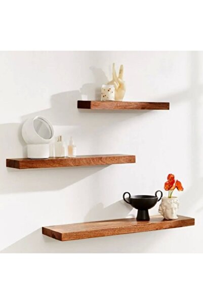 LİNDE HOME 3lü Uçan Raf Duvar Rafı Kütüphane Rafı Kitaplık Rafı