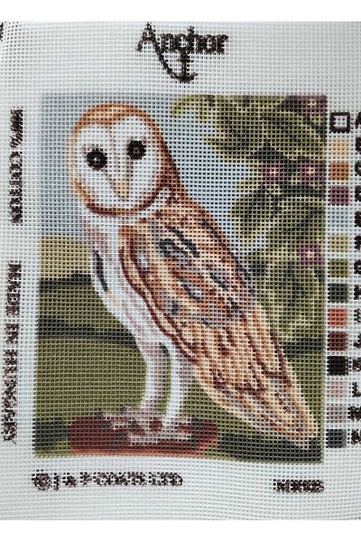 Anchor Printed Unprocessed Tapestry Panel Etamine Owl Patterned 14x18cm
