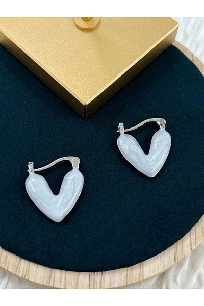 Myra Premium Steel Heart Earrings - Pearlescent