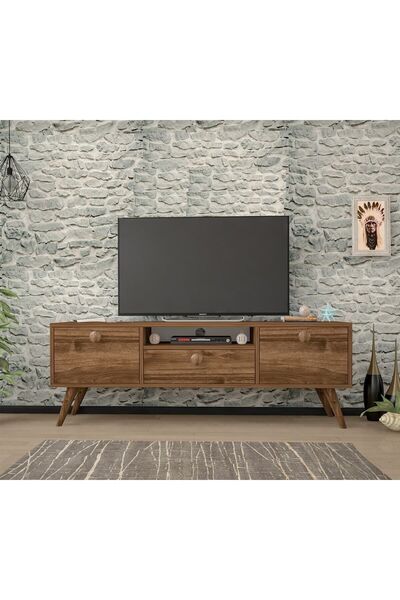 Ankara Mobilya Penta Ahşap Ayaklı Ceviz 140 Cm Tv Sehpası