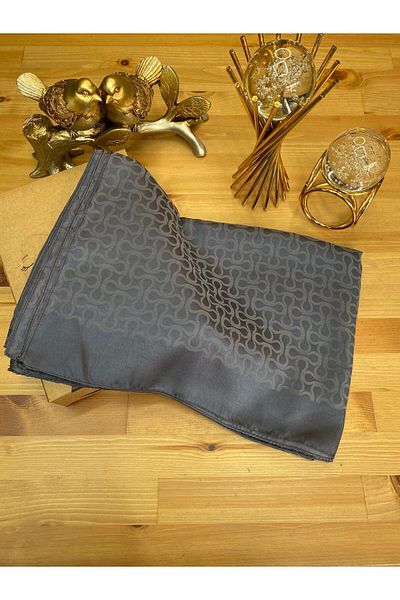 Organic Scarfs Anthracite Bloom Patterned Cotton Silky Jacquard Shawl