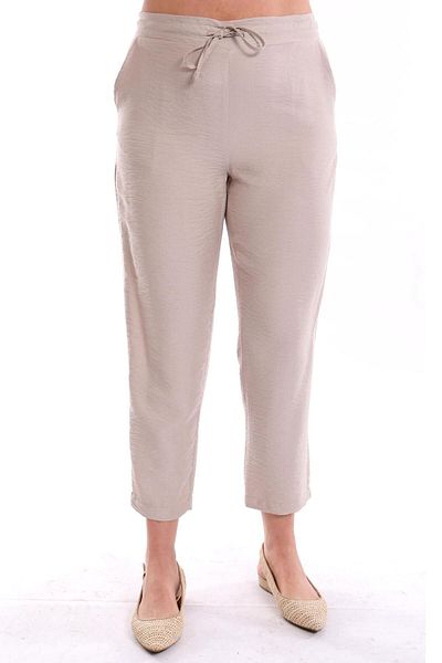 Metpoint Pantaloni de mărime mare bej cu talie elastică