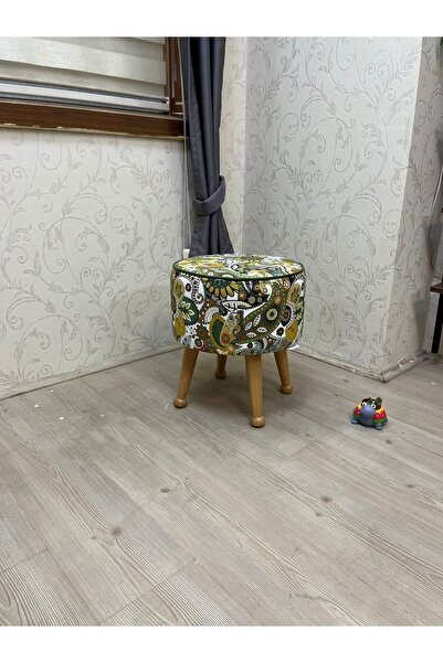 Asedia Miskin Naturel Yeşil Retro Ahşap Ayak Uzatma Pufu Makyaj Koltuğu Tabure Babalar Günü Hediyesi
