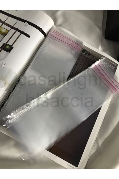 bisaccia 7x20 Cm (COVER PAYI INCLUDED) -50 Pieces Transparent Opp Bag Package with Self Adhesive Gelatin Bag Tape