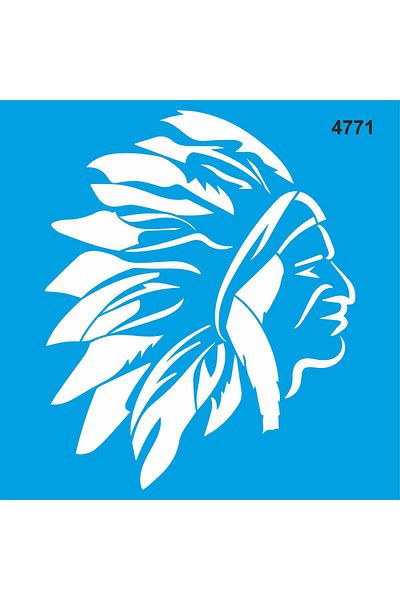 StencilSepeti Native American Chief - Stencil Painting Template - No Refund - 100X100Cm