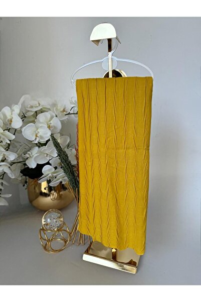 Organic Scarfs Şal din scoarţă de bambus plisat verde ulei - 61448