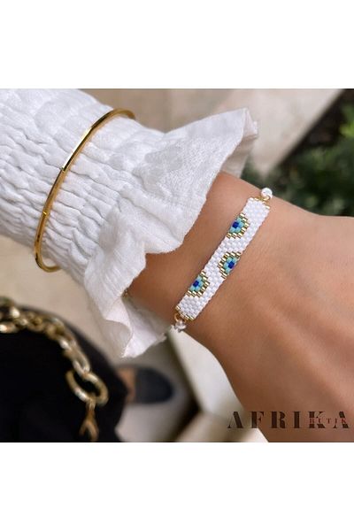 Afrika Butik White Evil Eye Miyuki Bracelet