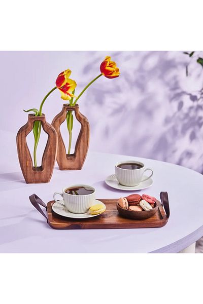 Karaca Seashell Zephyt Teetasse für 6 Personen, Hellgrau, 200 ml
