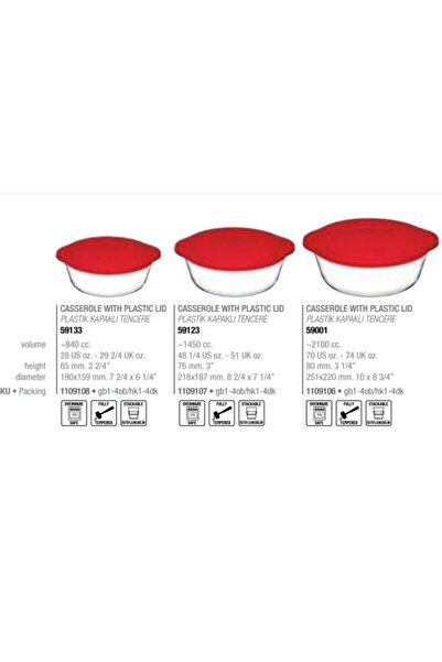 Paşabahçe 3" Pyrex Storage Container Red Lid