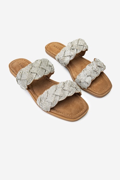 Valmenti Silver Colored Genuine Leather Thermo Women's Slippers
