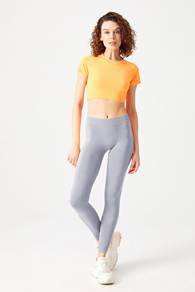 Los Ojos Flexible and Firming Gray Sports Leggings - Basic Seamless