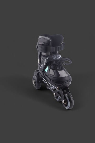 Vadi Black Silicone Wheeled Double Row Aluminum Body Adjustable Lighted Practice Skates