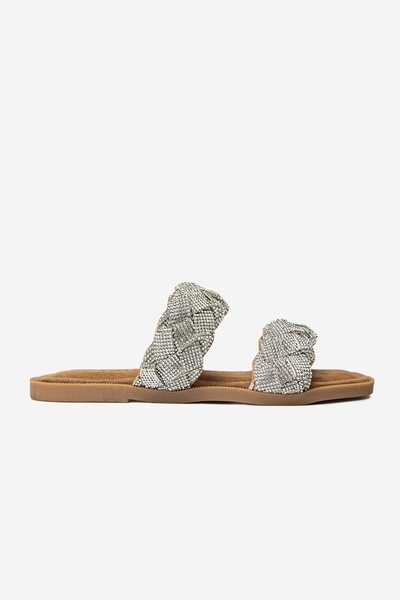 Valmenti Silver Colored Genuine Leather Thermo Women's Slippers