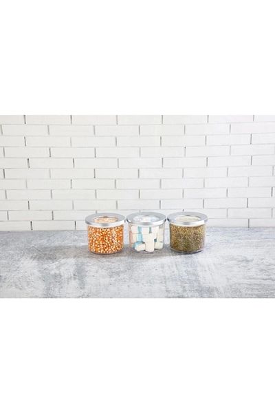 VİP AHMET Crystal Mica Round Storage Container 40 Ml Transparent 3-Piece Vp-194