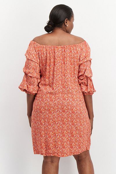 Vince Camuto Women Plus Size Boat Neck Long Sleeve Midi Dress, Orange